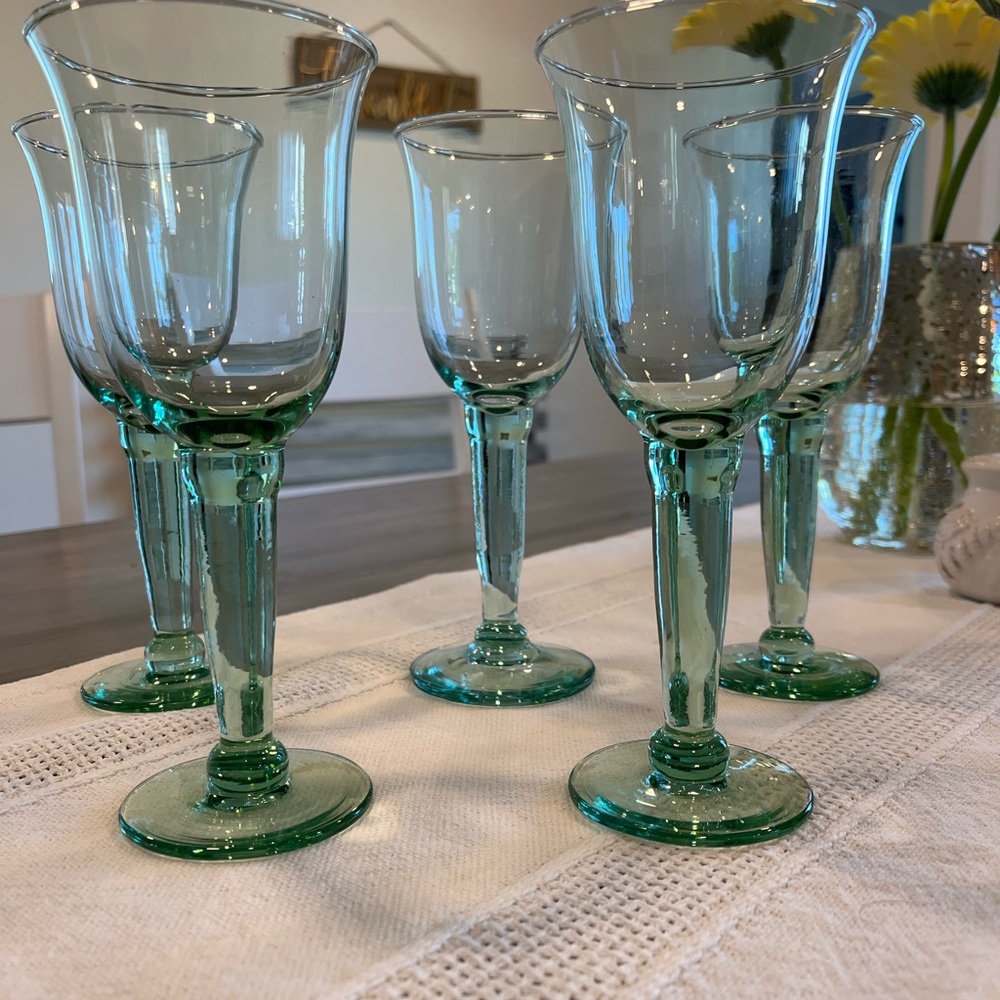 Vintage hand blown Mexican wine glasses